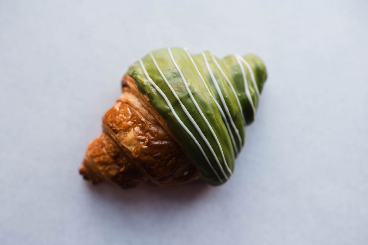 Matcha-glazed croissant